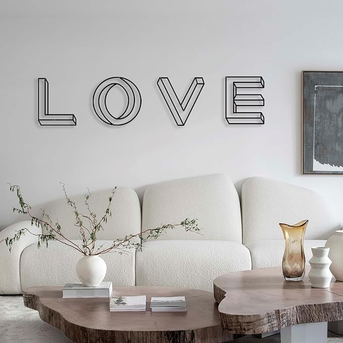 4 Pcs Metal Wall Art - Metal LOVE Wall Sign Family Wall Decor, 12 Inch Rustic Letter Wall Decor Black Word Sculpture ，Housewarming Gift for Couple, Wedding Gifts