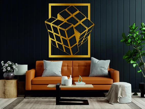 Magic Cubes Metal Wall Art | Rubik's Cube Laser Cut Wall Decoration
