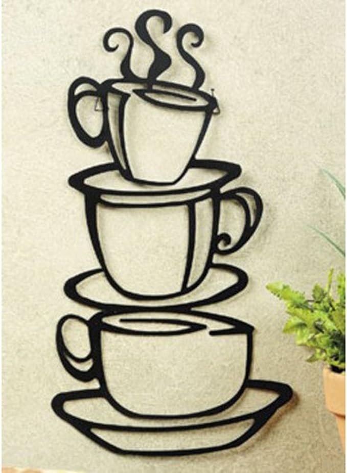 Black Coffee Cup Silhouette Metal Wall Art for Home Decoration, Java Shops, Restaurants, Gifts
