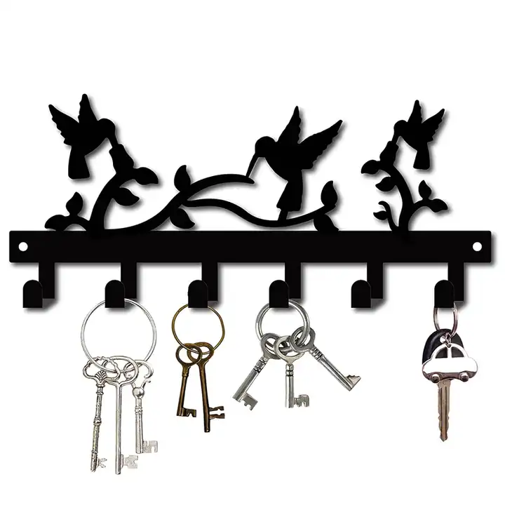 Black Metal Wall Decor Hooks Metal Key Holder Wall Key Hanger Organizer Coat Rack Hook Holder