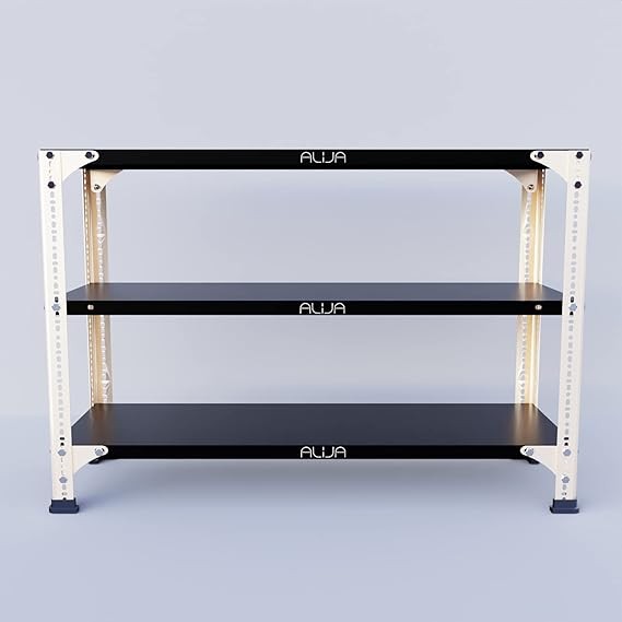 Slotted Angle Metal Rack (2 x 3 x 1 Ft.  24 x 35 x 12 Inch) with 3 Shelves (Ivory Angle Black Shelves, 20 Gauge Shelves 14 Gauge Angle)