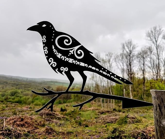Odins' Raven Huginn  Pagan Decor  Viking Art  Metal Art  Garden Art  Backyard Art  Tree Art  Silhouette Art  High Grade Steel