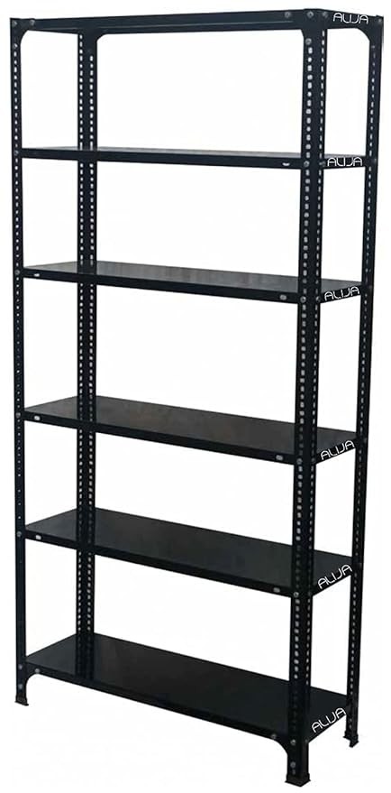 Metal Rack with Shelf Shelving Unit Multipurpose Rack (6 Shelf, 6 X 3 X 1 Ft. / 72 X 35 X 12 Inch) (Black, 24 Gauge Shelves, 18 Gauge Angle)